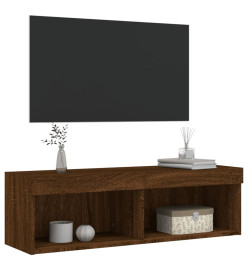 Meuble TV avec lumières LED chêne marron 100x30x30 cm