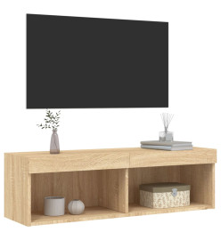 Meuble TV avec lumières LED chêne sonoma 100x30x30 cm