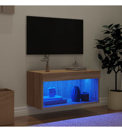 Meuble TV avec lumières LED chêne sonoma 60x30x30 cm