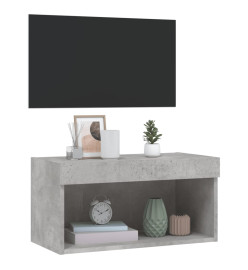 Meuble TV avec lumières LED gris béton 60x30x30 cm