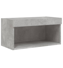 Meuble TV avec lumières LED gris béton 60x30x30 cm