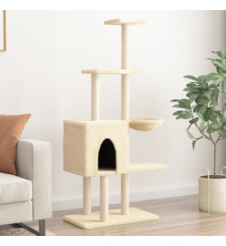 Arbre à chat avec griffoirs en sisal Crème 145 cm