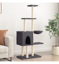 Arbre à chat avec griffoirs en sisal Gris foncé 145 cm