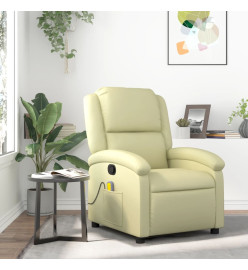 Fauteuil de massage inclinable crème cuir véritable