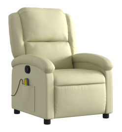 Fauteuil de massage inclinable crème cuir véritable