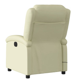 Fauteuil de massage inclinable crème cuir véritable