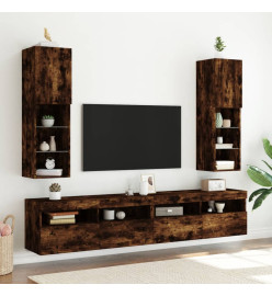 Meuble TV avec lumières LED chêne fumé 30,5x30x102 cm