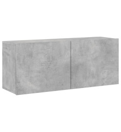 Meuble TV mural gris béton 100x30x41 cm