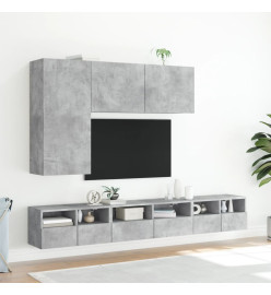 Meuble TV mural gris béton 100x30x41 cm