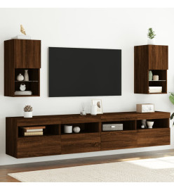 Meubles TV avec lumières LED 2 pcs chêne marron 30,5x30x60 cm