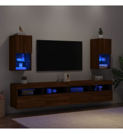 Meubles TV avec lumières LED 2 pcs chêne marron 30,5x30x60 cm