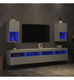 Meubles TV avec lumières LED 2 pcs blanc 30,5x30x60 cm