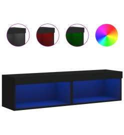 Meubles TV avec lumières LED 2 pcs noir 60x30x30 cm