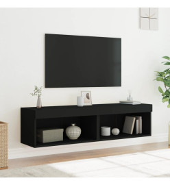 Meubles TV avec lumières LED 2 pcs noir 60x30x30 cm