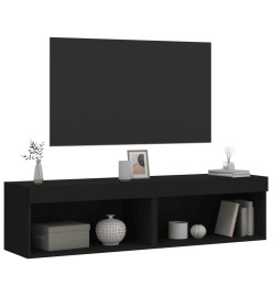 Meubles TV avec lumières LED 2 pcs noir 60x30x30 cm