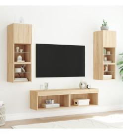 Meubles TV avec lumières LED 2 pcs chêne sonoma 60x30x30 cm