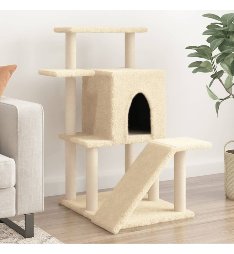 Arbre à chat avec griffoirs en sisal crème 97 cm