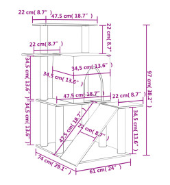 Arbre à chat avec griffoirs en sisal crème 97 cm