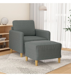 Fauteuil avec repose-pied Gris foncé 60 cm Tissu