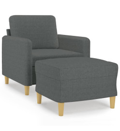 Fauteuil avec repose-pied Gris foncé 60 cm Tissu