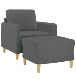 Fauteuil avec repose-pied Gris foncé 60 cm Tissu