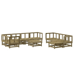 Salon de jardin 10 pcs bois de pin imprégné