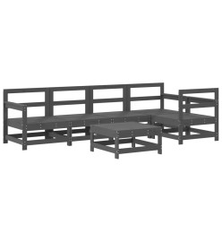 Salon de jardin 6 pcs Gris Bois de pin massif