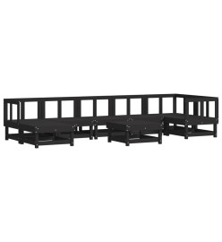 Salon de jardin 8 pcs Noir Bois de pin massif