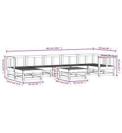 Salon de jardin 8 pcs Noir Bois de pin massif