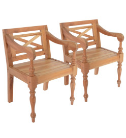 Chaises Batavia lot de 2 marron clair bois d'acajou solide