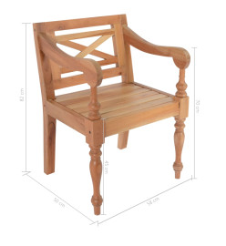 Chaises Batavia lot de 2 marron clair bois d'acajou solide