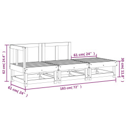 Salon de jardin 3 pcs bois de pin imprégné