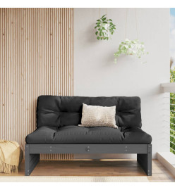 Canapé central de jardin gris 120x80 cm bois de pin massif
