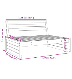 Canapé central de jardin gris 120x80 cm bois de pin massif