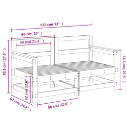 Canapés d'angle de jardin 2 pcs blanc bois de pin massif