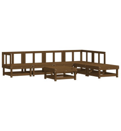 Salon de jardin 7 pcs Marron miel Bois de pin massif