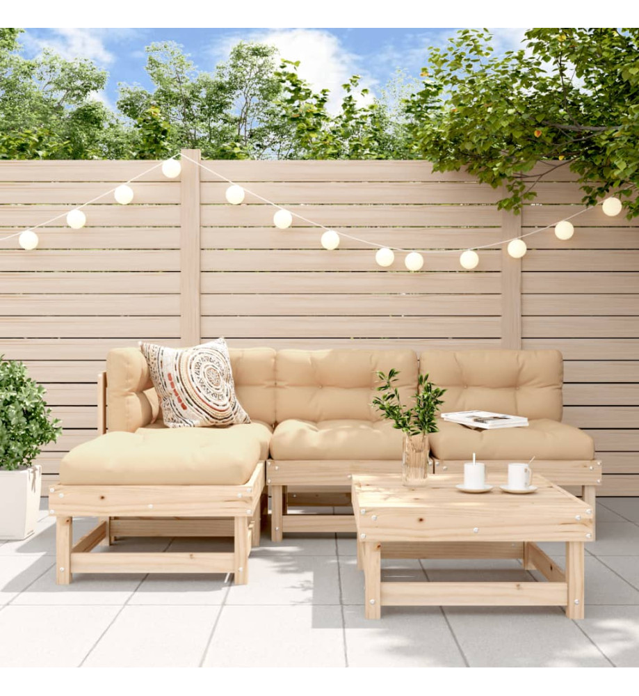 Salon de jardin 5 pcs bois massif de pin Salon de jardin 5 pcs bois massif de pin