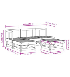 Salon de jardin 5 pcs bois massif de pin