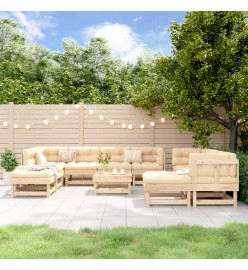 Salon de jardin 11 pcs Bois de pin massif