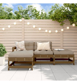 Salon de jardin 4 pcs marron miel bois de pin massif
