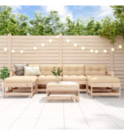 Salon de jardin 7 pcs Bois de pin massif