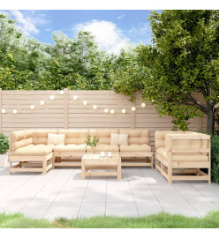 Salon de jardin 8 pcs Bois de pin massif