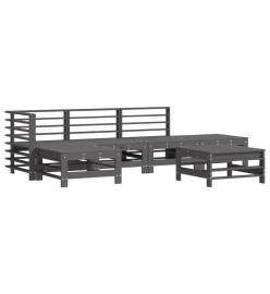 Salon de jardin 6 pcs Gris Bois de pin massif