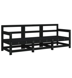 Salon de jardin 3 pcs noir bois massif de pin