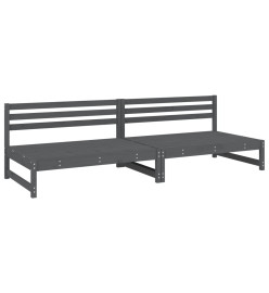 Canapés centraux de jardin 2 pcs gris 120x80 cm bois pin massif