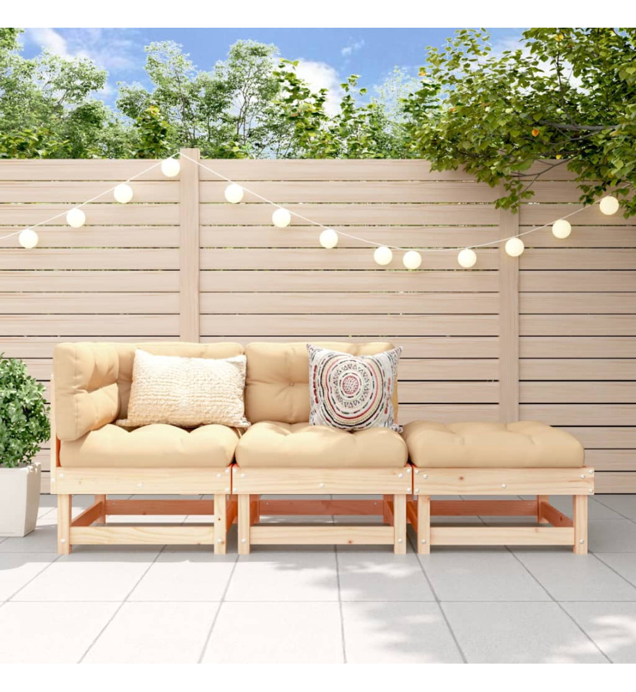 Salon de jardin 3 pcs bois massif de pin Salon de jardin 3 pcs bois massif de pin