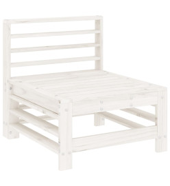 Salon de jardin 7 pcs Blanc Bois de pin massif