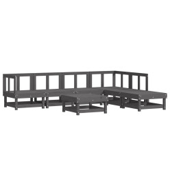 Salon de jardin 7 pcs Gris Bois de pin massif