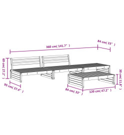 Salon de jardin 4 pcs bois de pin imprégné