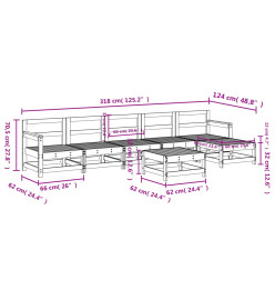 Salon de jardin 7 pcs Bois de pin massif